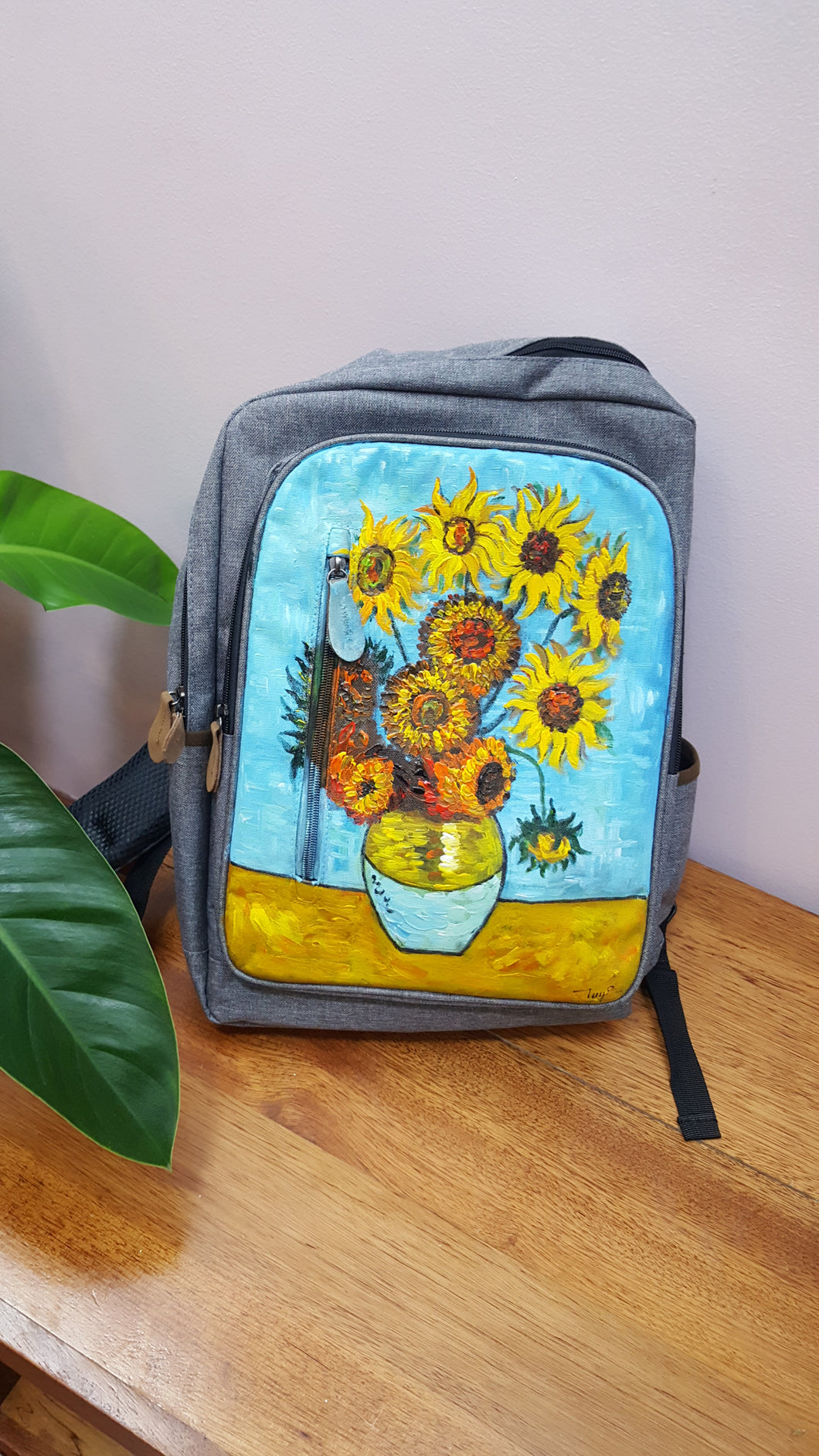 Van Gogh Sunflowers - Painting on Hershel-like backpack