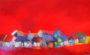 Red house on the rive